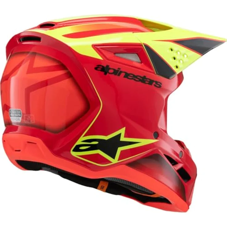 Alpinestars SM3 Fray Kinderhelm, leichter MX-Enduro Helm in Rot/Gelb/Schwarz mit optimalem Aufprallschutz und anpassbarer Passform – Bild 5