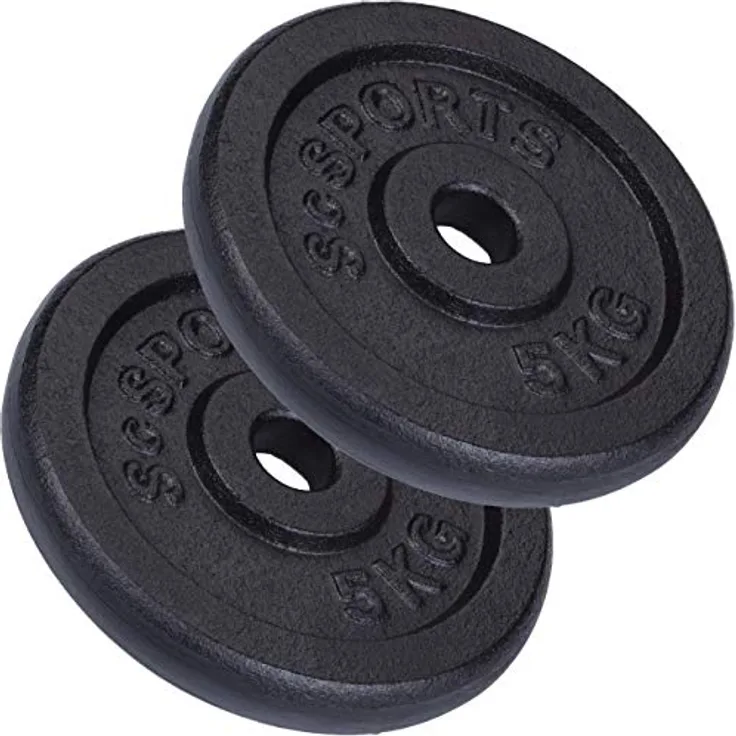 ScSPORTS® Hantelscheiben - Einzeln/Set, Ø 30/31 mm, Gusseisen, Gewichtswahl - Gewichtsscheiben, Set, Hantelgewichte, Fitness Scheiben, Gussscheiben, Gewichte für Hantel, Langhantel