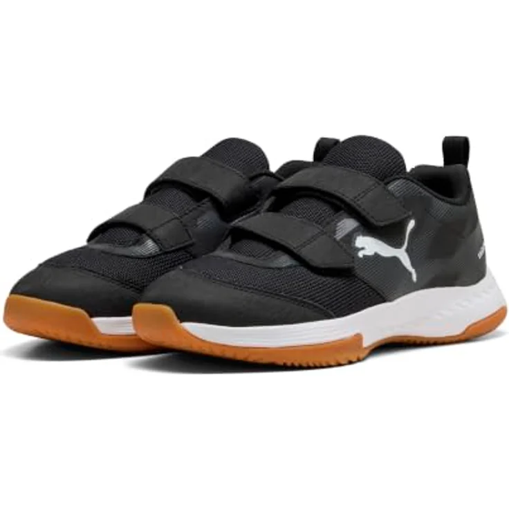 PUMA Handballschuhe Varion 3 mit Klettverschluss, schwarz, für Kinder, Größe 33, leichte Dämpfung und Atmungsaktivität – Bild 1