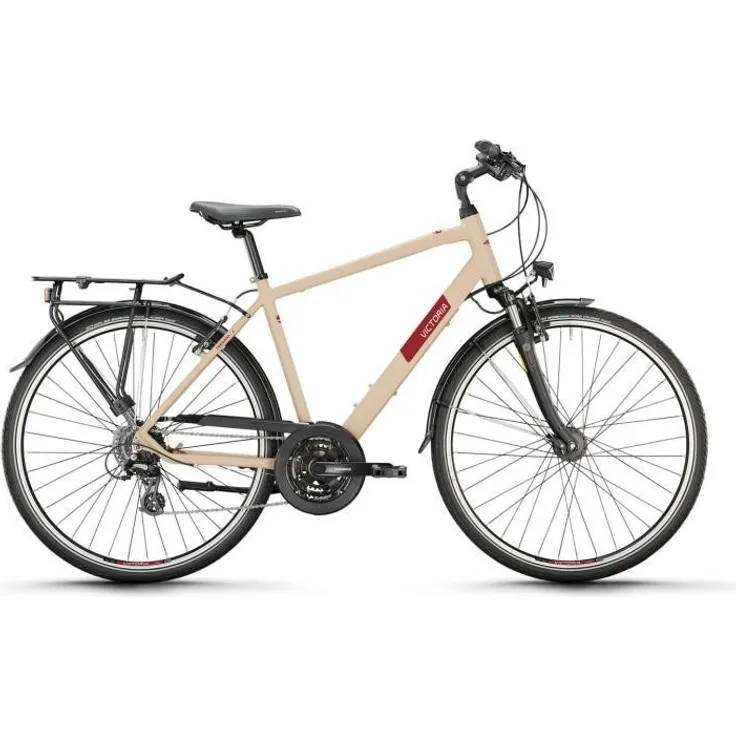 Victoria Trekkingrad TREQANA 2, Diamantrahmen, 28 Zoll, grau-beige matt, ideal für Alltag und Abenteuer