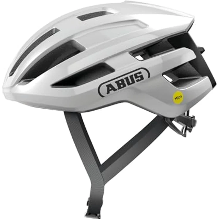 ABUS Rennradhelm PowerDome MIPS - für Damen und Herren - Leichter Fahrradhelm mit cleverem Belüftungssystem und Aufprallschutz - Italien - Weiß Glänzend, Größe M – Bild 1