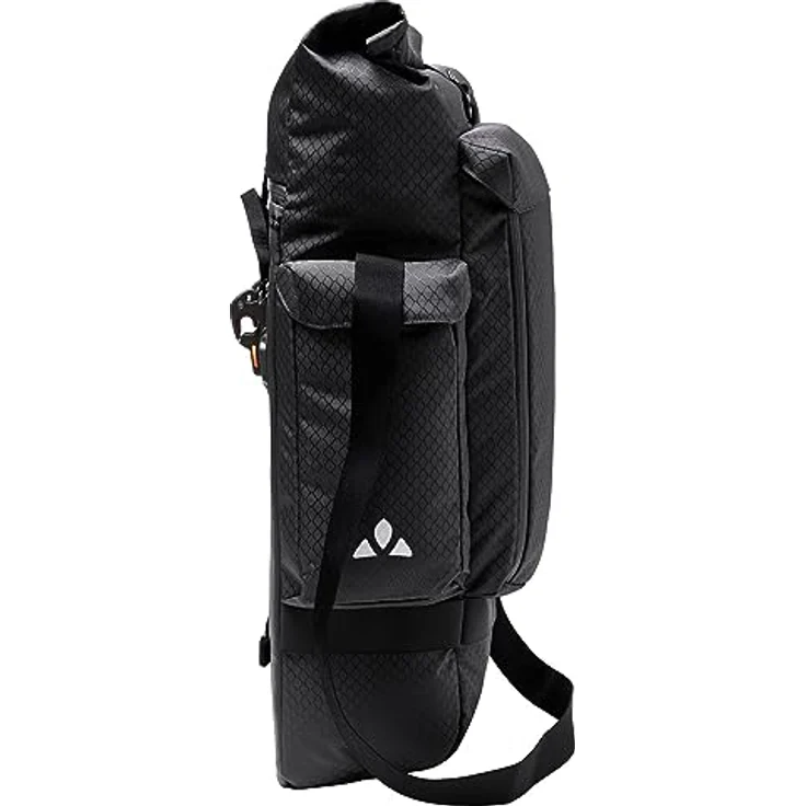 Vaude Velotasche, 27 l Gepäckträgertasche im Messenger Style mit Rolltop-Verschluss, Laptopfach für 15,6", wasserabweisend, Schwarz – Bild 2