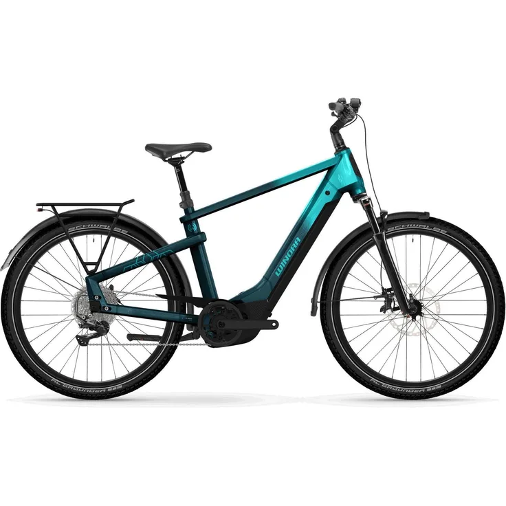 YAKUN X12 HIGH, Cityrad mit Bosch Performance CX Motor, 800 Wh Akku, Shimano Deore 12-Gang Schaltung, hydraulische Scheibenbremsen, blau/aqua, Rahmenhöhe L