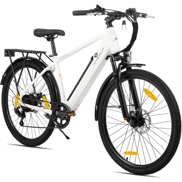 Hiland 26 Zoll E-Mountainbike, 250W, 7 Gänge, mechanische Scheibenbremse, 10,4 Ah Akku, Schutzbleche, Gepäckträger, Mitgrün