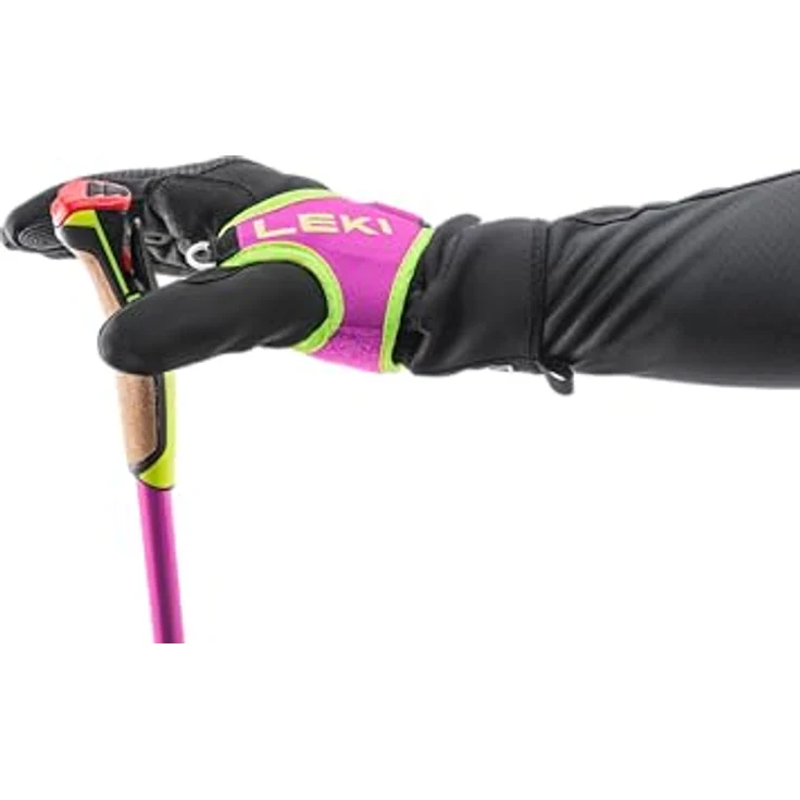 LEKI Uni Skistöcke, Carbon Langlaufstöcke in Neon Pink-Neon Yellow-Black, 140 cm – Bild 4