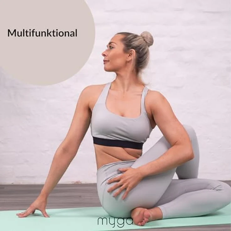 Myga Einsteiger-Yogamatte 4 mm, rutschfest, leicht zu tragen, 173 cm x 61 cm, Salbei – Bild 5