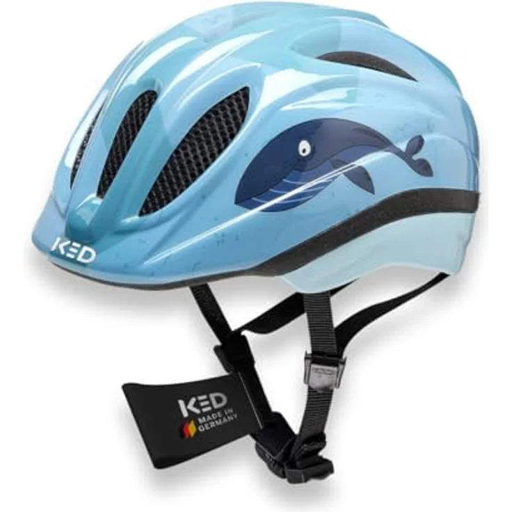 KED Meggy II Trend Kinder Fahrradhelm, Insektenschutznetz, integriertes LED-Rücklicht, maxSHELL Technologie, Whale, Größe 49-53 (SM) – Bild 1
