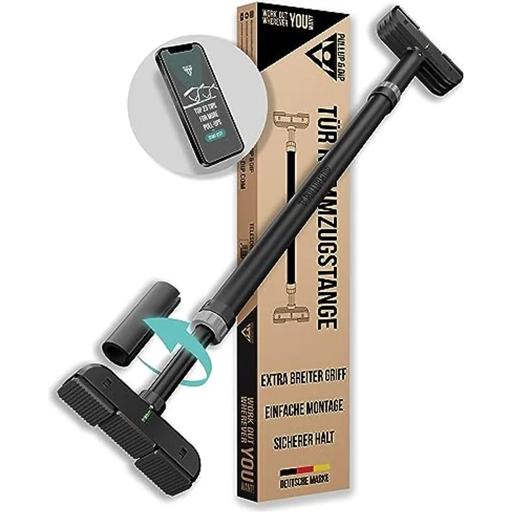 PULLUP & DIP - Klimmzugstange Türrahmen ohne Schrauben und Bohren Pull Up Bar Door Stange Türrahmen extra sichere Teleskop Klimmzugstange Tür mit bis 200KG Traglast! Abrutschsichere Pull Up Stange