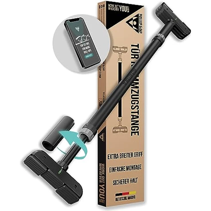 PULLUP & DIP - Klimmzugstange Türrahmen ohne Schrauben und Bohren Pull Up Bar Door Stange Türrahmen extra sichere Teleskop Klimmzugstange Tür mit bis 200KG Traglast! Abrutschsichere Pull Up Stange – Bild 1