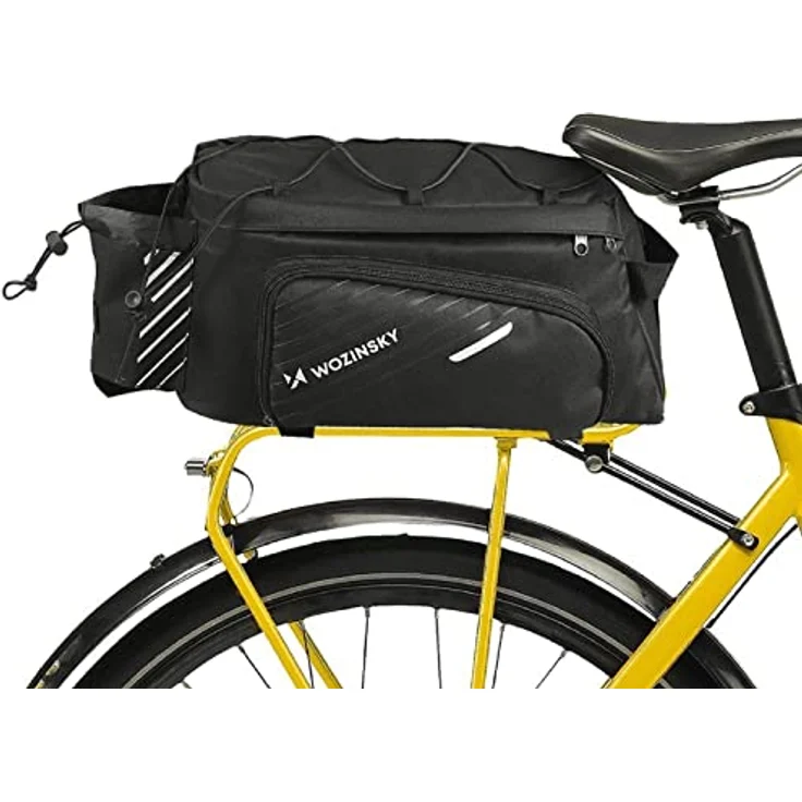 Wozinsky Bike Pannier Rack Bag WBB22BK, 9L mit Schultergurt und Regenschutz, schwarz – Bild 1