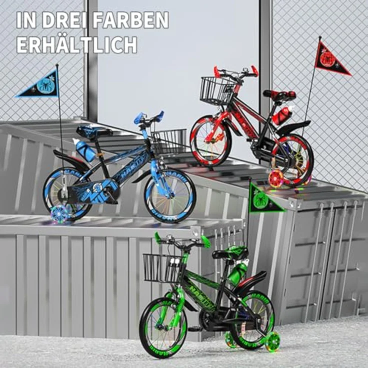 Habib Gruppe Kinderfahrrad, Komplettset mit Sicherheitshelm, LED-Stützrädern, höhenverstellbarem Lenker und stabilem Stahlrahmen – Bild 9