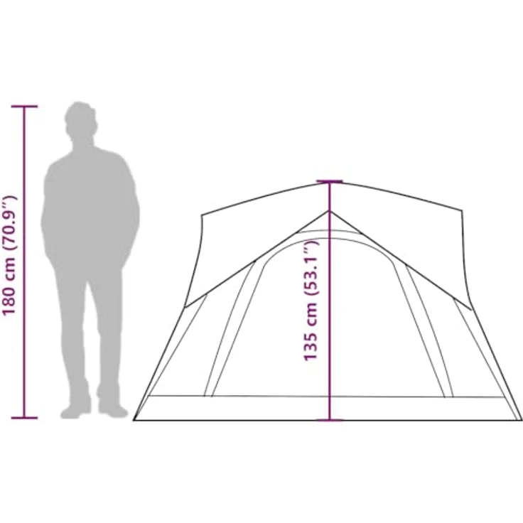 vidaXL Campingzelt, 4 Personen, wasserdicht mit abnehmbarem Überzelt, grün, 3,65 kg – Bild 4