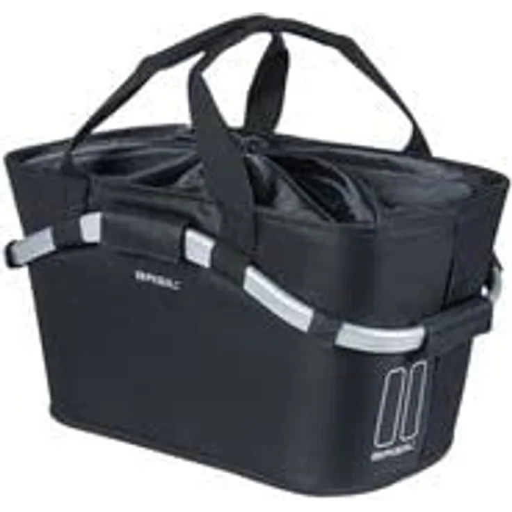 Basil Classic Carry All HR Hinterradkorb MIK, Schwarz – 22 Liter Volumen, wetterfest, abschließbares MIK-System, leicht abnehmbar, stilvolles Design
