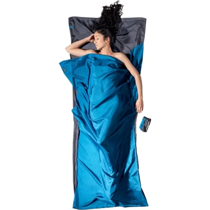 Cocoon TravelSheet, Schlafsack aus 100 % Seide, 220 cm, grau, für warme und tropische Klimazonen – Bild 1