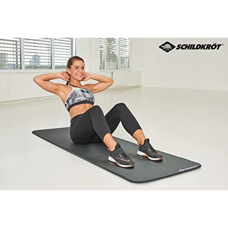 Schildkröt Fitnessmatte 10 mm, Anthrazit, rutschfest mit Tragegurt, 960260, Grau – Bild 5