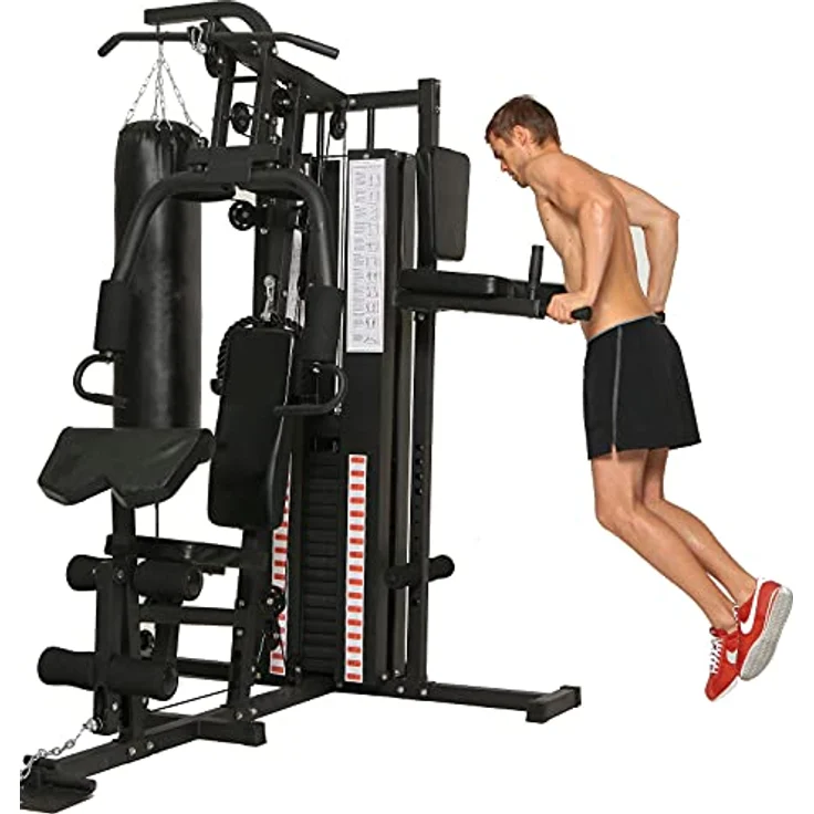 Dione HG5 Fitnessstation Multi-Gym mit Boxsack - 65kg Gewichte - erweiterbar auf 100kg - Homegym – Bild 3