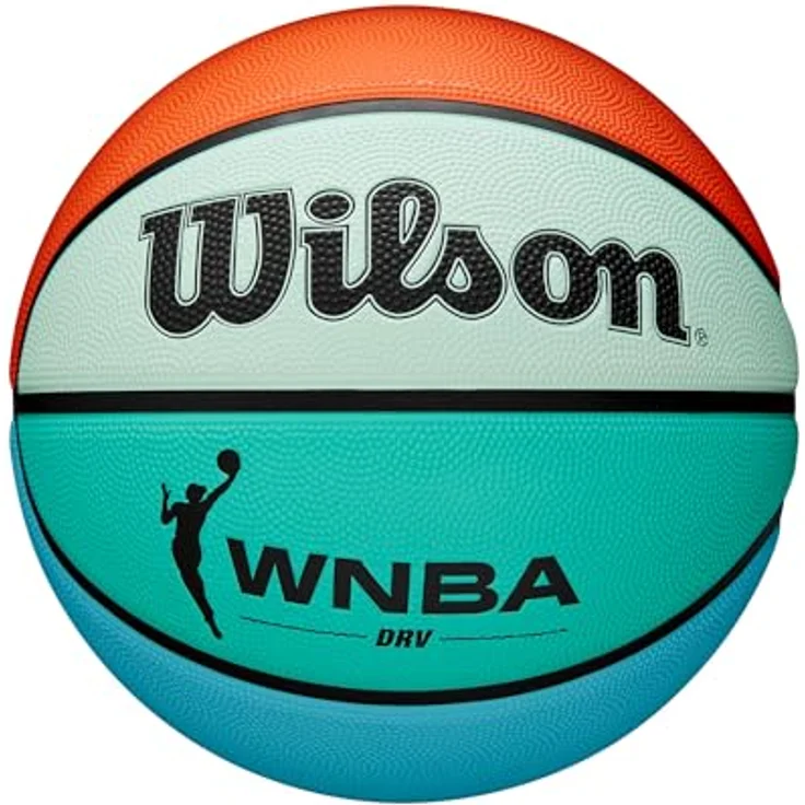 Wilson WNBA DRV Bright Basketball, mit tiefen Rillen und Performance-Oberfläche, optimierte Luftspeicherung, Farbe: Orange/Türkis, Größe: 6 – Bild 1