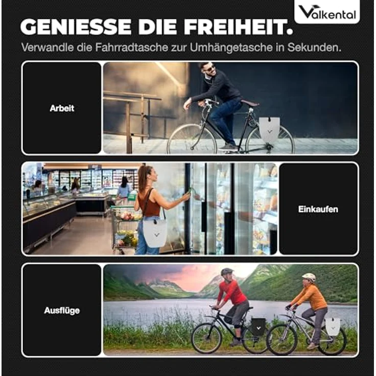 Valkental® Gepäckträgertasche, wasserdicht, 18-22L, abschließbar, reflektierend, bombenfester Sitz, mit Tragegurt – Bild 3