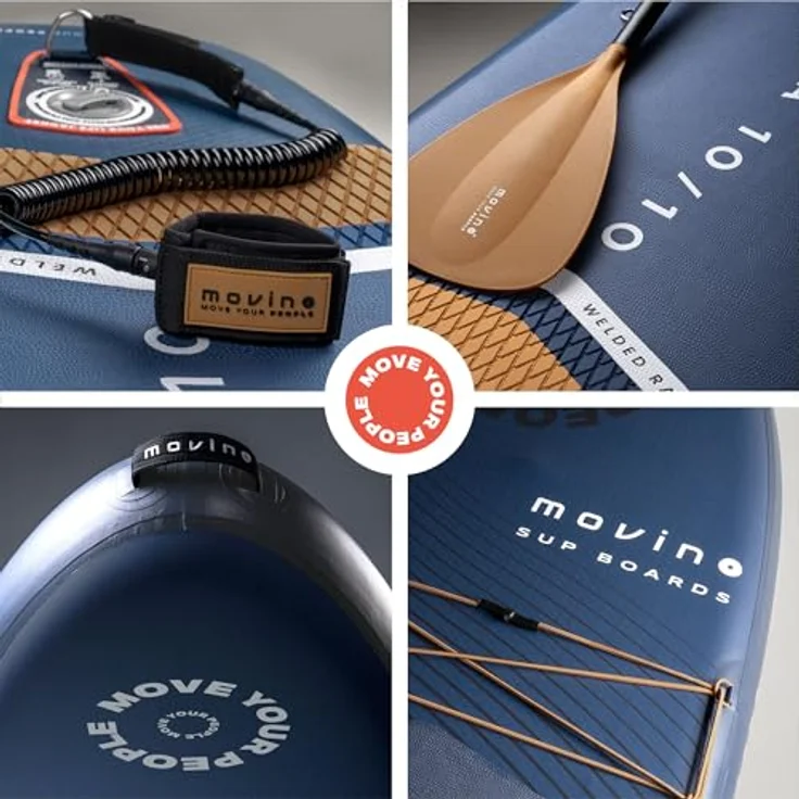 Movino SUP-Board MOVINO GARDA 2in1 Set, Allround mit 150 kg Traglast, 10'10", geschweißte Kanten, rutschfester EVA-Schaum, komplette Ausrüstung inkl. Kajaksitz, Rucksack, Pumpe, Paddel und Reparaturset – Bild 3