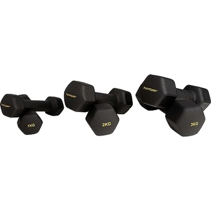 Tunturi Centuri 6er Set Kurzhanteln mit Rack, Hantelset aus Gusseisen, für vielfältiges Krafttraining – Bild 4