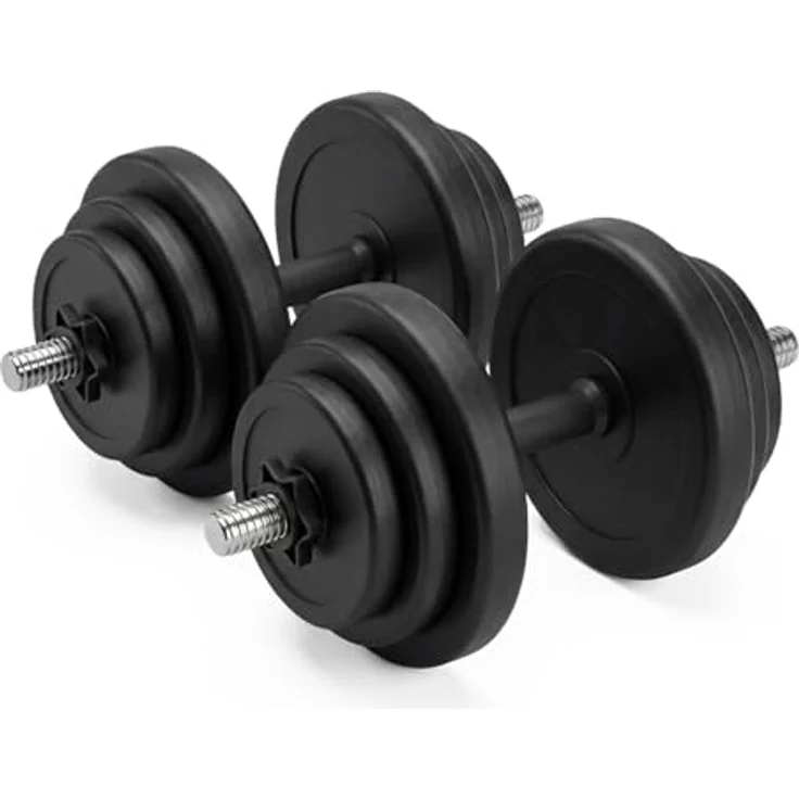 Virtufit einstellbares Hantel-Set, 2 Vinyl Hanteln von 14 kg bis 28 kg, inklusive 4 Hantelscheiben 25 mm, hohe Qualität und 2 Jahre Garantie – Bild 1