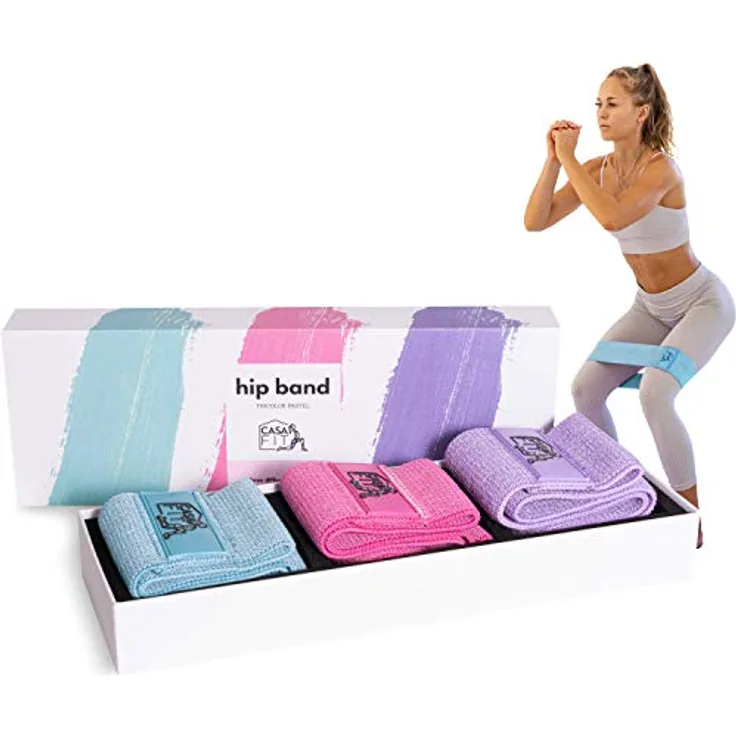 CASAFIT Casa Fit Premium Hip Bands [3er Set] - Rutschfeste Stoff-Widerstandsbänder für Beine und Po, ideal für Fitness, Pilates und Booty-Training