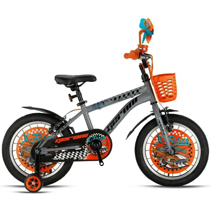 T&Y Trade Kinderfahrrad GRN26-010, 20 Zoll, 1 Gang, Kettenschutz, Schutzbleche, Korb, Klingel, orange