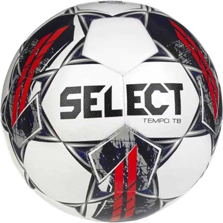 Select Tempo TB FIFA Basic V23, Unisex Fußball aus Synthetikleder, White/Black/Navy/Red, Größe 4