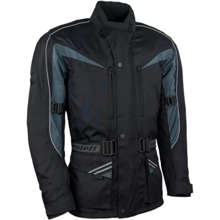 Roleff RO10003 Motorradjacke, Schwarz/Grau, wasserdicht, atmungsaktiv, mit Protektoren, Größe L – Bild 4
