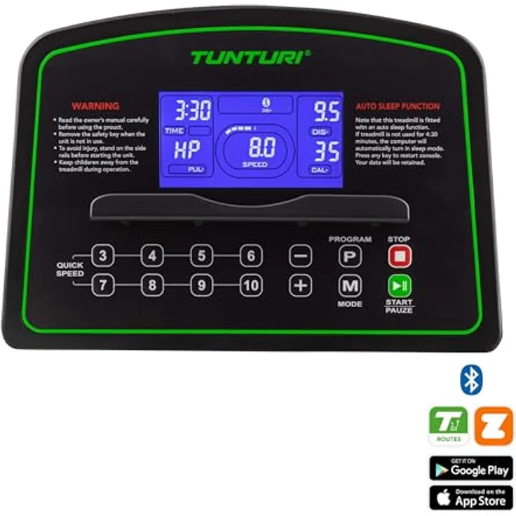 Tunturi Cardio Fit T35 Klappbares Laufband - Laufband mit Bluetooth - 12 Trainingsprogramme - Klarer Bildschirm - Geschwindigkeitsbereich: 0,8-16,0 km/h – Bild 4