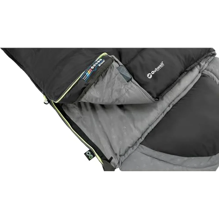 Outwell Contour Midnight Black, Kunstfaserschlafsack (220 cm) mit integriertem Kissen, Reißverschluss und recycelter Füllung für 2 Jahreszeiten – Bild 2