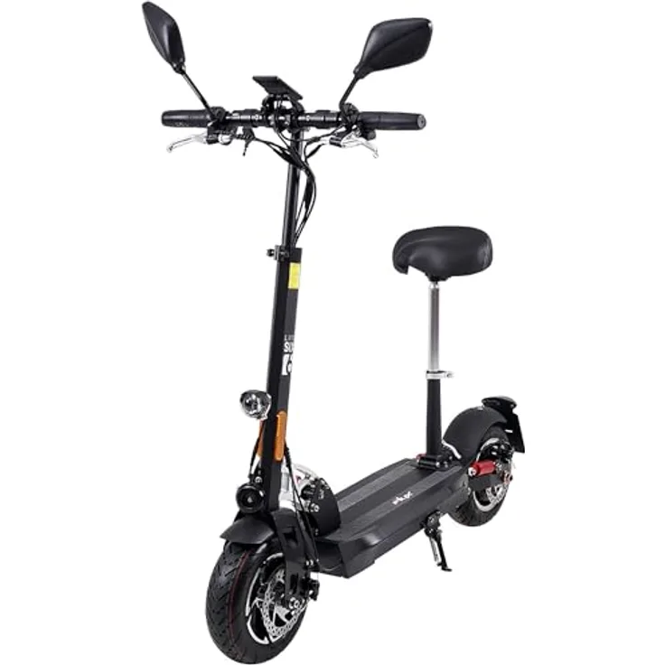 eFlux Lite Six, E-Scooter mit Straßenzulassung, 1000 Watt Motor, 48V 15,6Ah Lithium-Ionen-Akku, 45 km Reichweite, mit Sitz, 3 Geschwindigkeiten, Transportsperre