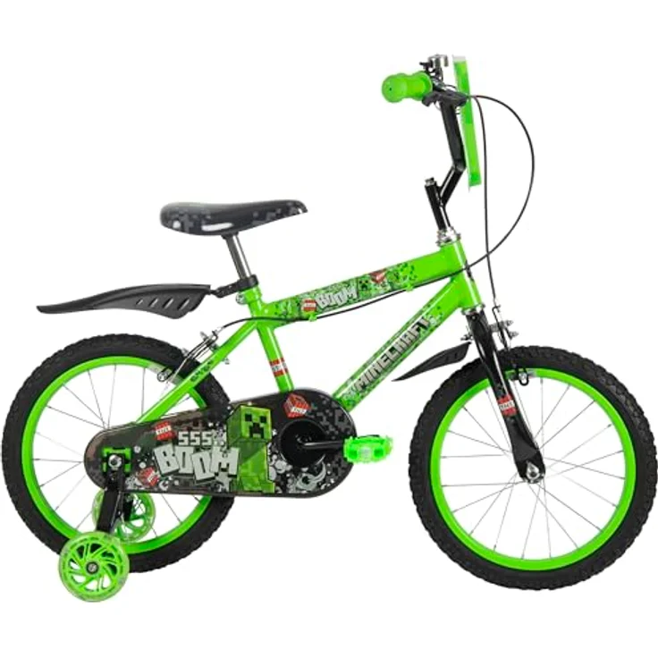 Huffy Minecraft 16" Kinderfahrrad mit Sicherheitsmerkmalen und abnehmbaren Stützrädern, grün – Bild 3