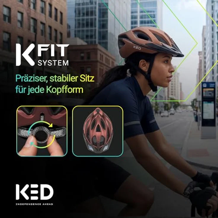 KED Spiri II Trend, Allround Fahrradhelm mit LED Licht, Insektenschutznetz und K-FIT System, maroon red, Größe 52-58 (M) – Bild 5