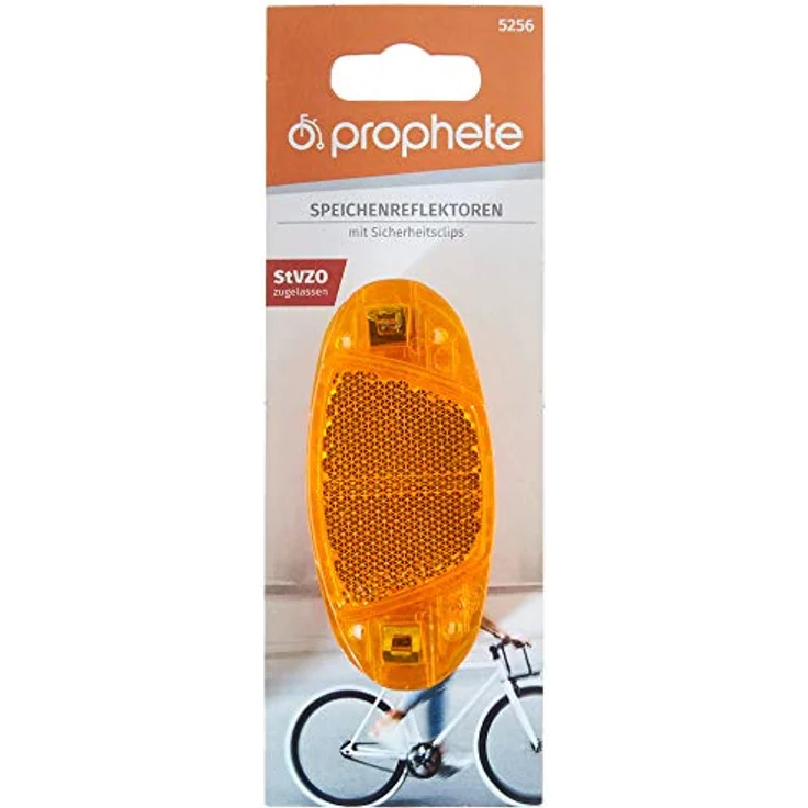 Prophete Speichenreflektoren fürs Fahrrad, Katzenaugen mit Sicherheitsclips, 4 Stück, orange – Bild 2