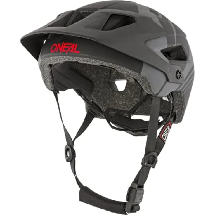 O'Neal Defender Nova, Leichter All Mountain / Enduro Fahrradhelm mit Fidlock Magnet-Verschluss, Schwarz/Grau, Größe 54-58 cm