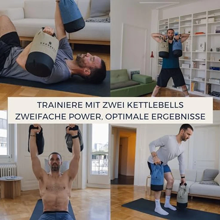Exerbell Kettlebell verstellbar & faltbar 2-14 kg (1 x Schwarz) – Adjustable Kettlebell – Sandbag Training & Gewichtssack – Strength Training Equipment – Bild 5