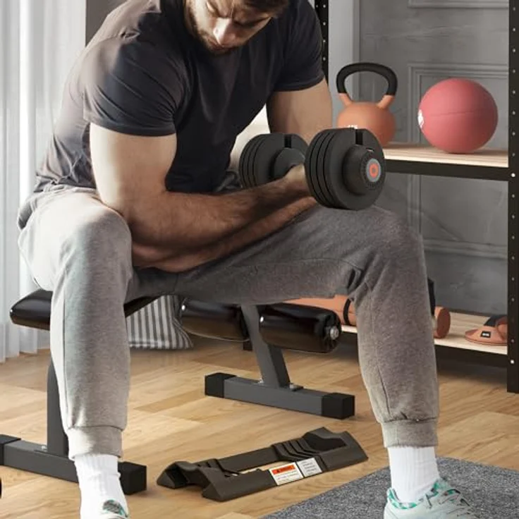 SPORTNOW Kurzhanteln, Verstellbar mit Ablagefach, 3,5/6/8/10 kg, Dumbbell mit rutschfesten Griffen, Stahl, Schwarz – Bild 2
