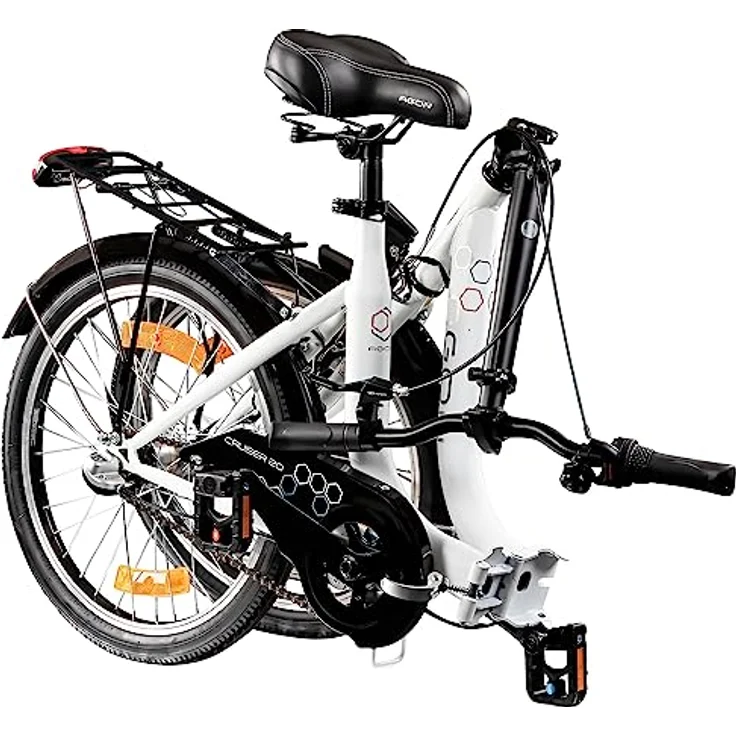 Agon Faltrad Cruiser 20 Zoll, Klapprad mit 3-Gang Nabenschaltung und verstellbarem Sattel, weiß – Bild 6