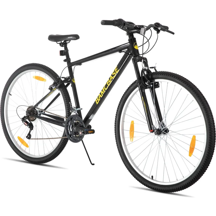 HILAND Mountainbike 29 Zoll, Herren Fahrrad mit 18-Gang-Schaltung, Doppel-V-Bremsen und stoßdämpfender Federgabel, Schwarz