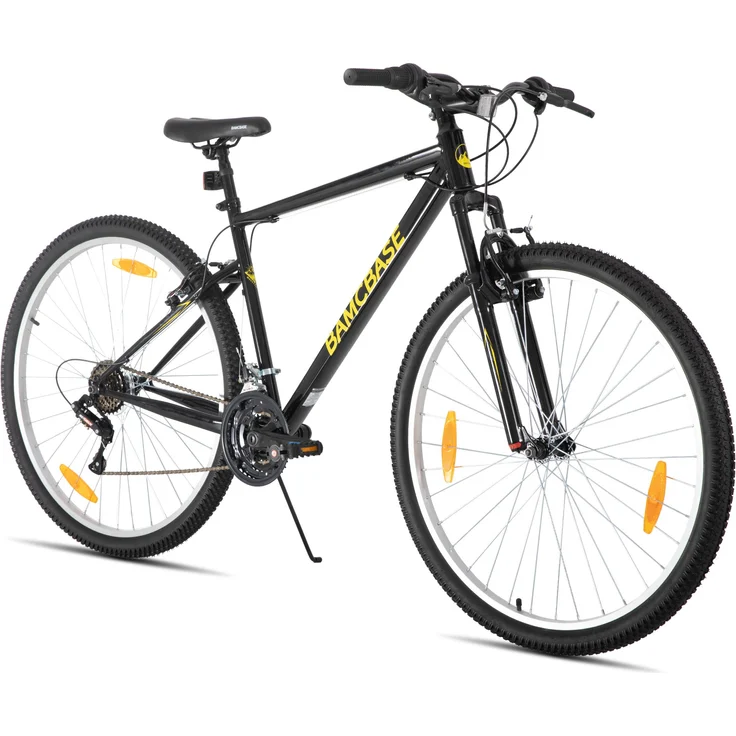 HILAND Mountainbike 29 Zoll, Herren Fahrrad mit 18-Gang-Schaltung, Doppel-V-Bremsen und stoßdämpfender Federgabel, Schwarz