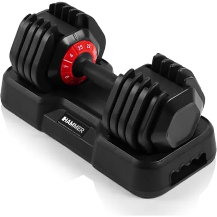 HAMMER Hantel StrongLock 4.0, Smartes Hantelsystem mit Quick-Select Gewichtsverstellung (25 kg) für effektives Workout