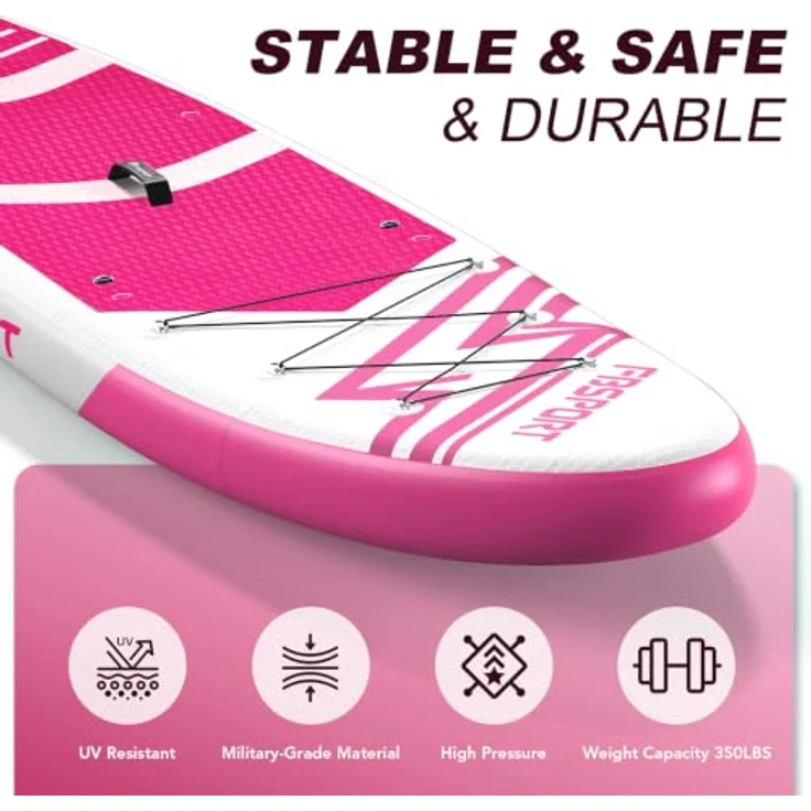 FBSPORT Aufblasbares SUP Board, Stand Up Paddling Board, 15CM dick, pink, inkl. verstellbarem Aluminium SUP Paddel und Pumpe – Bild 4