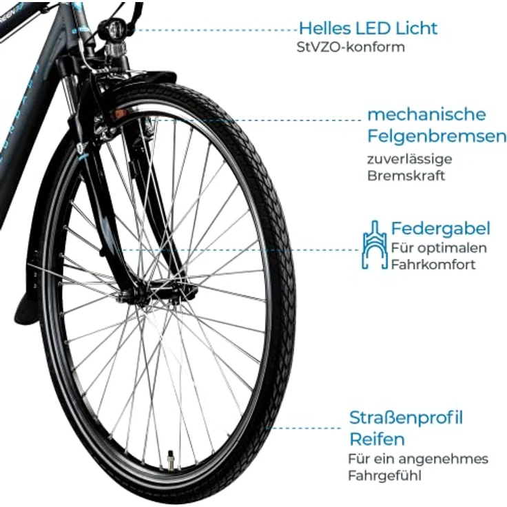 ZÜNDAPP E-Bike Elektrofahrrad Trekking 28 Zoll Herren 155-185 cm 21 Gang 374,4 Wh Akku V-Brakes Green 7.7 – Bild 3