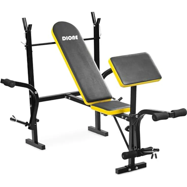 Dione MT2 Hantelbank Schwarz/Gelb, Verstellbare Trainingsbank für Bankdrücken - Multifunktion – Bild 1