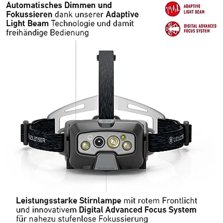 Ledlenser HF8R Core, aufladbare Arbeits-Stirnlampe mit 1600 lm Lichtleistung, wasserfest, schwarz – Bild 2