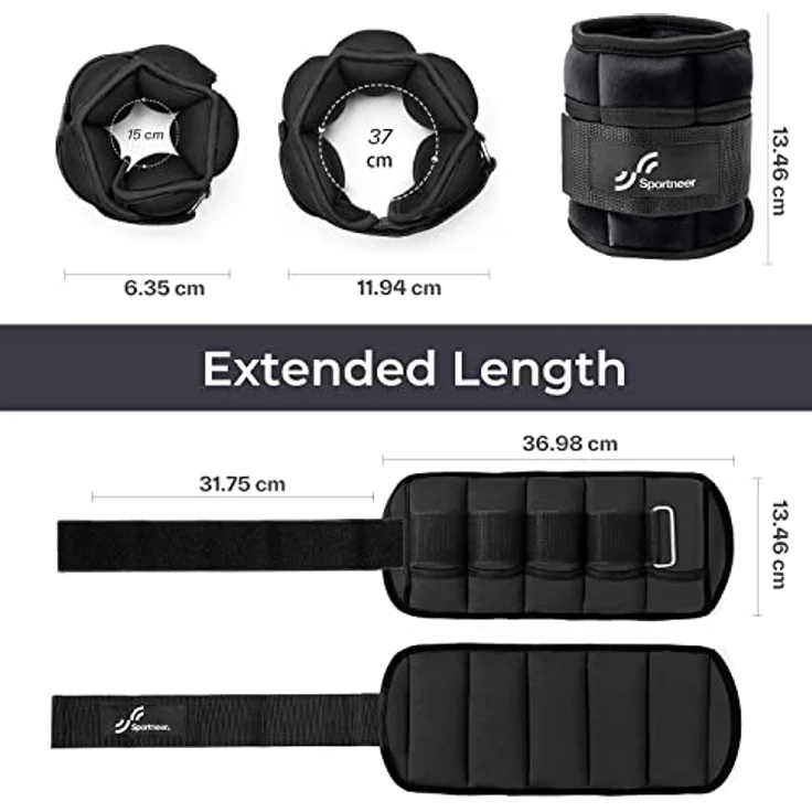 Sportneer Knöchelgewicht, Verstellbares Gewichte-Set am Knöchel, Handgelenkriemen am Handgelenk, 0,45kg-2,3kg (pro Knöchel)/0,9-4,5kg(pro Paar), 2 Packungen – Bild 4