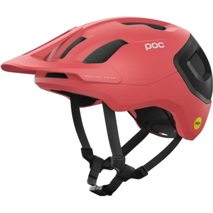 POC Axion Race MIPS Fahrradhelm, leichter Trail- und Endurohelm mit optimierter Luftzirkulation, ammolite coral/Uranium black matt, Größe M – Bild 1