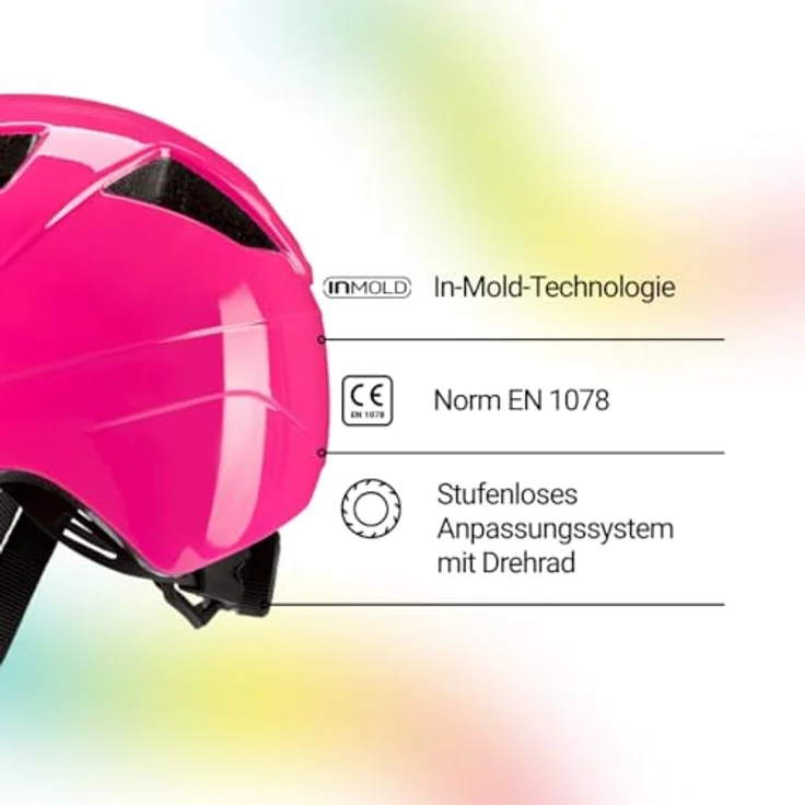 KED Dyno Kinderhelm – Sicherer Fahrradhelm mit In-Mold Technologie, verstellbarer Passform & Reflektoren, leicht und komfortabel für Kinder, Sky Pink Glossy, Größe 52-57 (M) – Bild 3