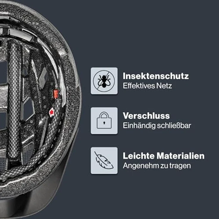 Uvex City I-VO, Fahrradhelm komplett schwarz matt, Größe 56-60 cm, mit schock-absorbierender EPS-Innenschale und integrierter LED-Leuchte – Bild 3